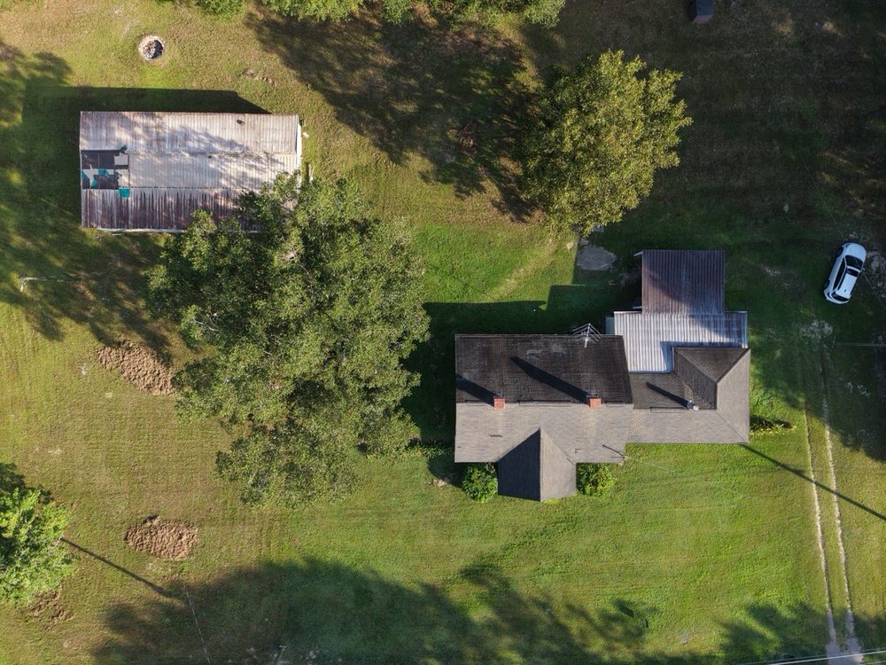 Aerial view of the house and roof in Ozark, Alabama
