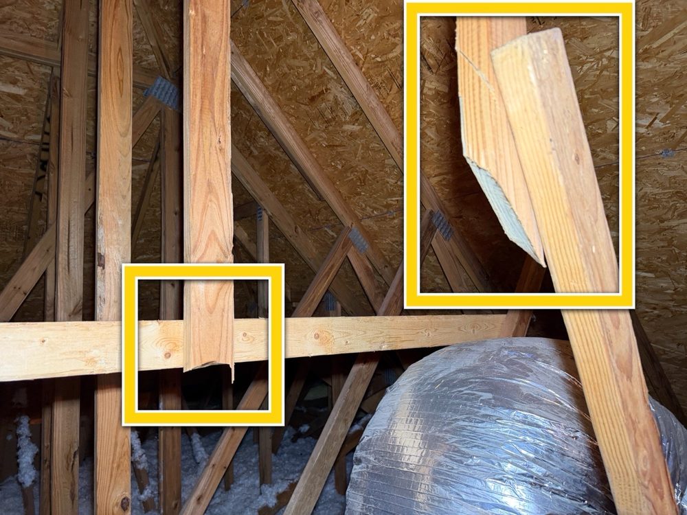 Cut truss web member near a second-floor air handler in the attic