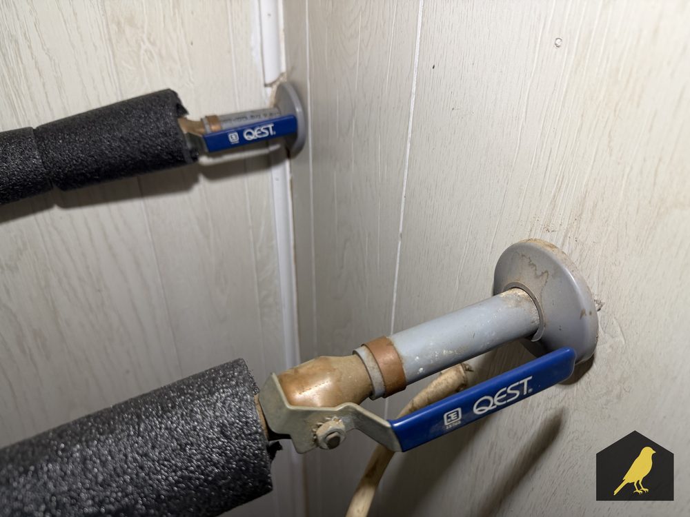 Close-up of gray polybutylene tubing